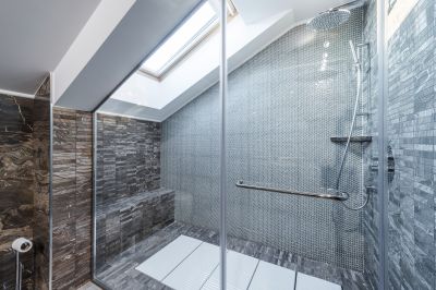 Shower with Frameless Glass Door